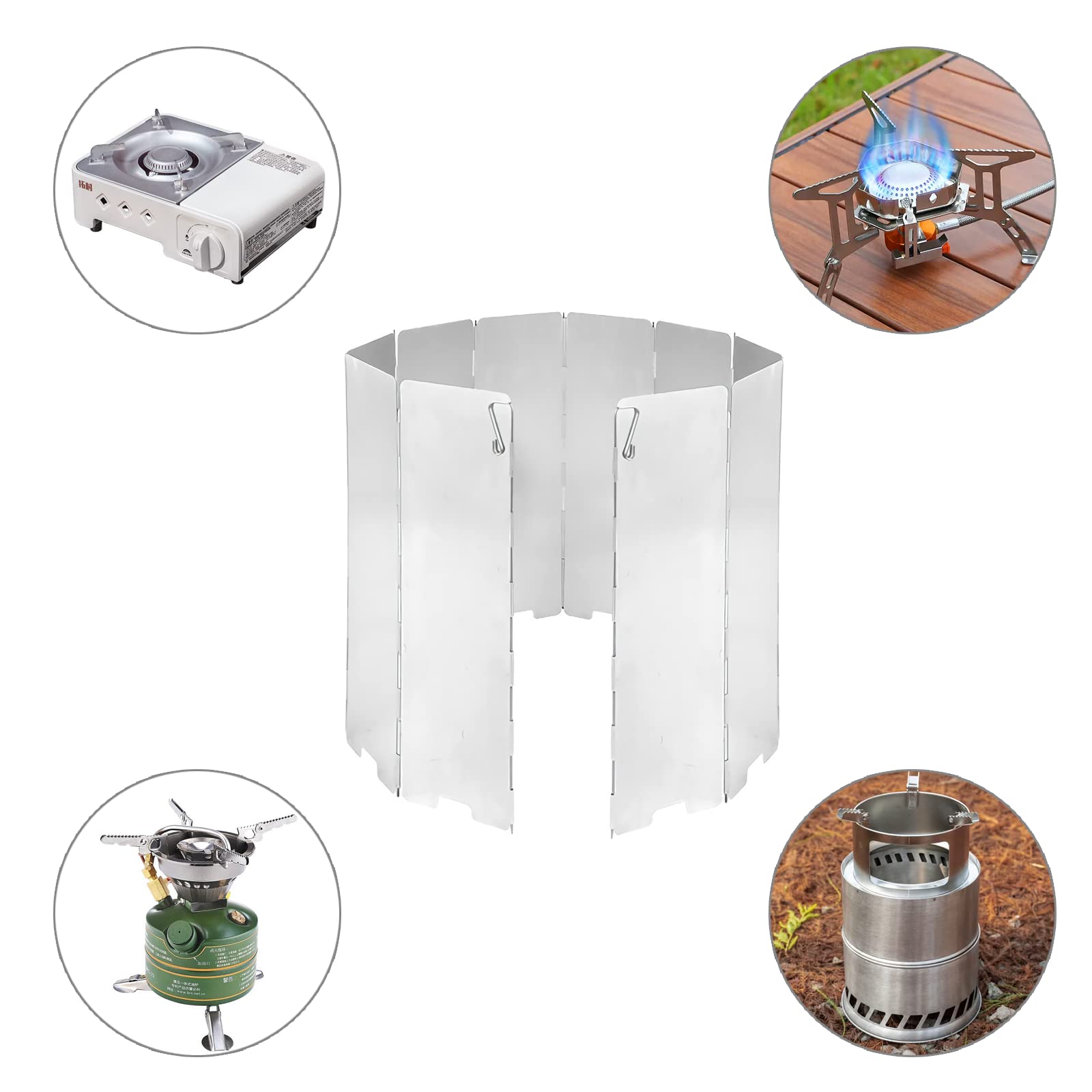 LOSOO Windschutz Für Gaskocher - 8-teilig Faltbar Aus Verzinktem Eisen