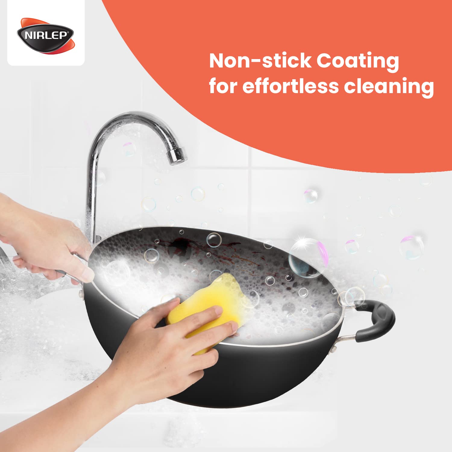 Nirlep 26cm Non Stick Deep Kadai - Induction Compatible -3