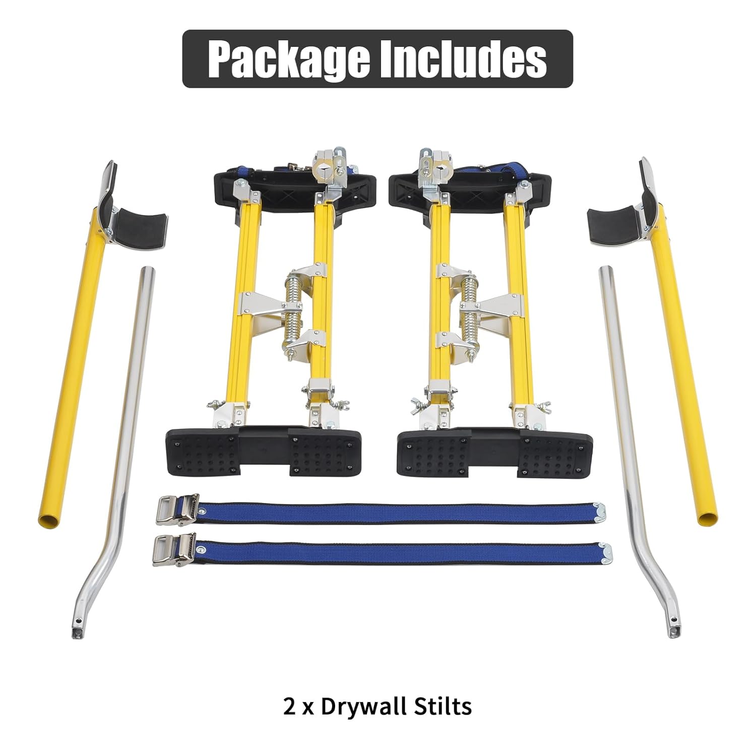 Drywall Stilts 24-40 Inch Height Adjustable Lifts Aluminum Tool for Painting Finishing Pruning Branches Cleaning - Yellow (24" - 40")