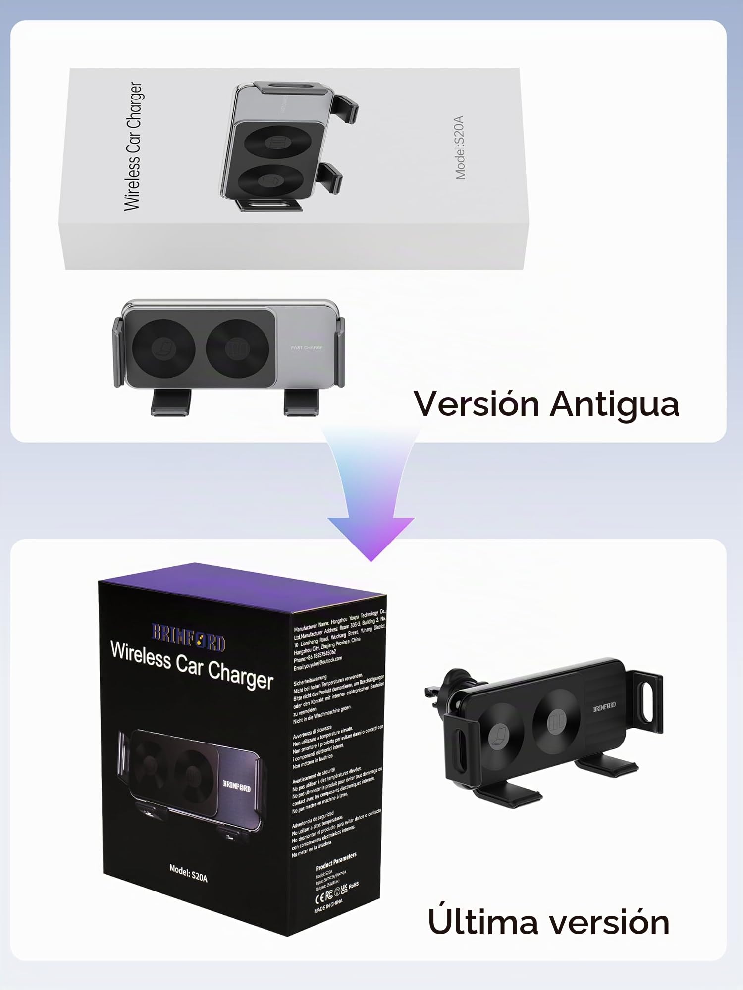Cargador Inalámbrico Coche de 15W para Galaxy Z Fold/Flip, Rota 90°, Fast Wireless Charger Soporte Movil Coche Cargador para Samsung Galaxy Z Fold/Flip 6, S25/S24/S23, iPhone 16/15/14