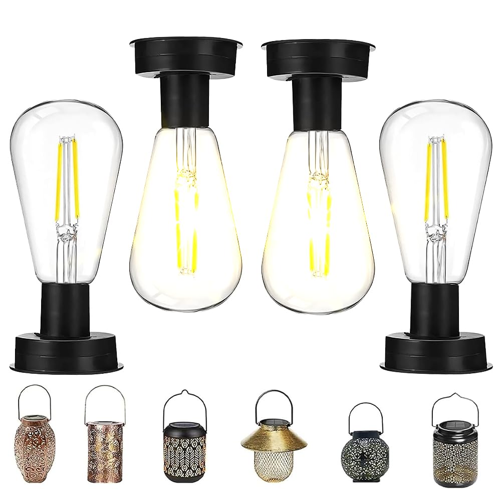 4 Piezas Luz Solar de Repuesto, 8,5cm Lámparas Solares de Repuesto, Accesorios de Repuesto Luz Solar, para Luces Colgantes Aire Libre Patio, Decoración de Jardín