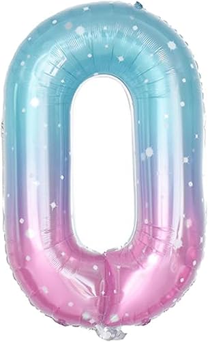 Globo grande de helio de 40 pulgadas de color rosa mezcla de números azules de Mylar para fiesta de cumpleaños, decoración de celebraciones, disponible en Yaxa Peru