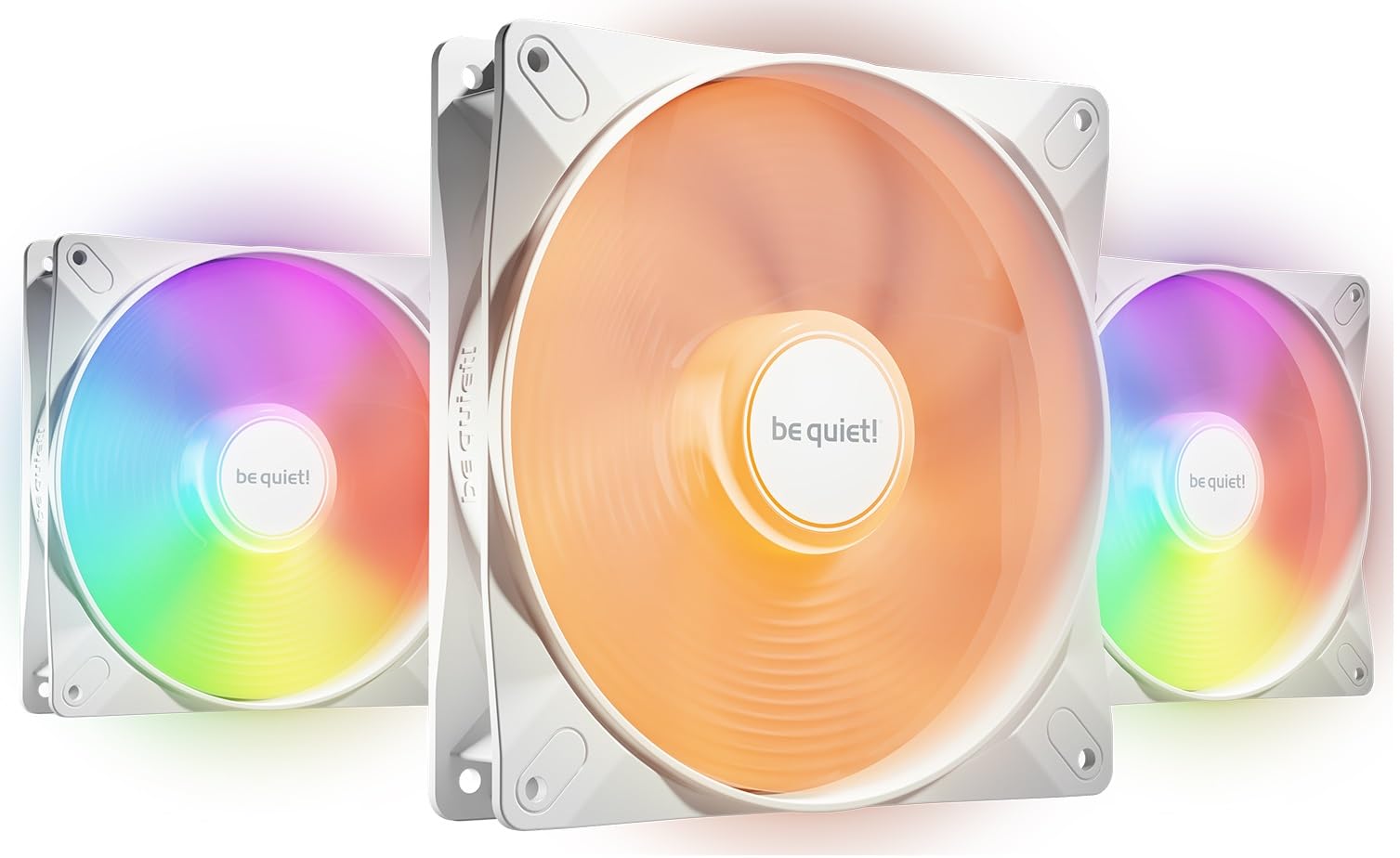 be quiet! Light Wings LX 140mm PWM high-speed White ventilateur, Pack de 3 ventilateurs, hub éclairé et pales dépolies, des effets d'éclairage spectaculaires, 16 LED RGB, 9 pales de ventilateur