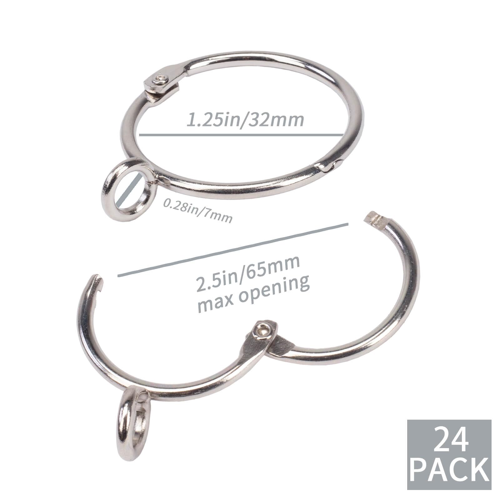 Openable Curtain Rings with Eyelets,1.25inch Heavy Duty Rustproof Metal Drapery Rings,Shower Curtain Rings 24pcs Silver Zocang
