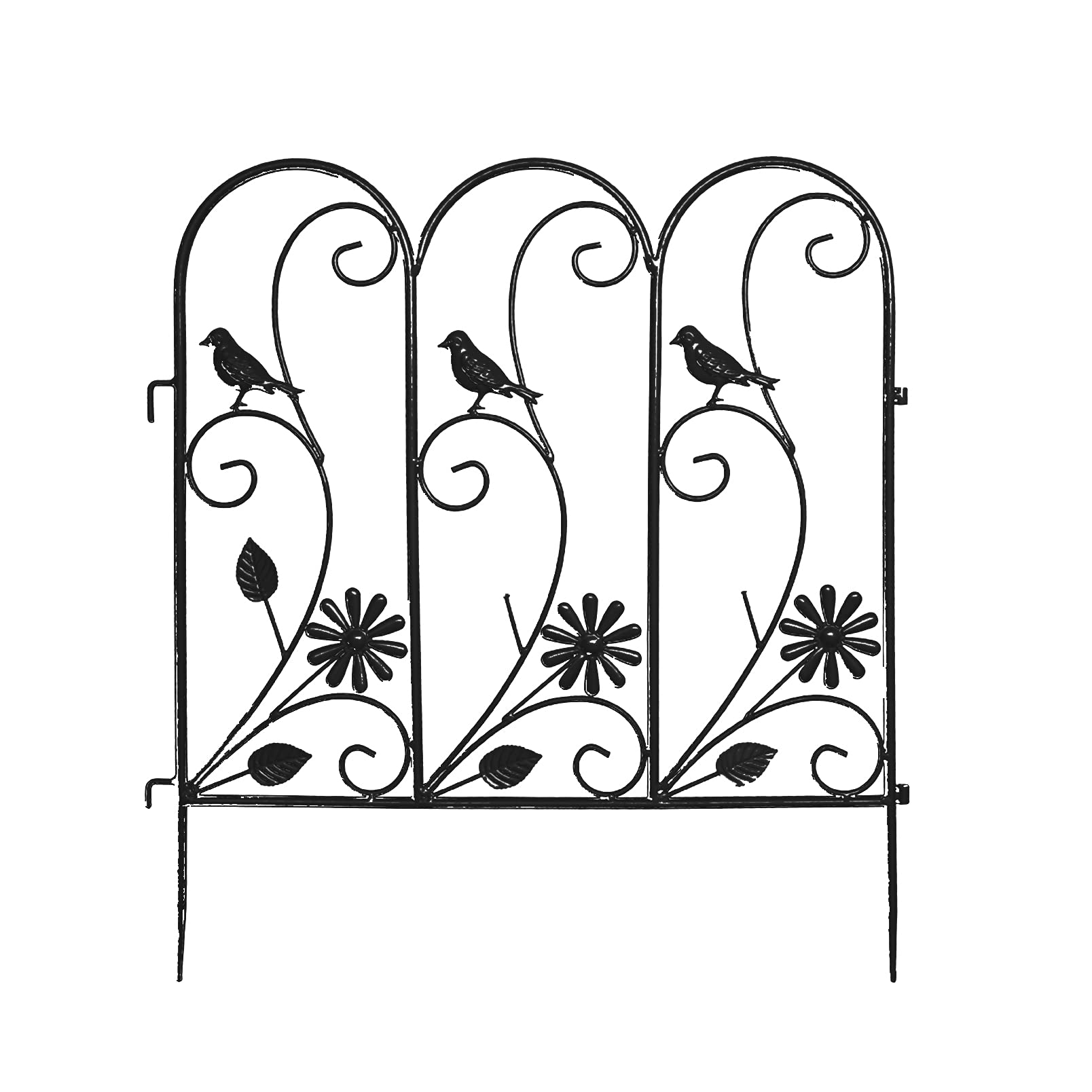 Dqzrtueca Black Edging Kit, Metal Garden Edging Border Picket Fence Panels Lawn Stakes Multicolor(Black)