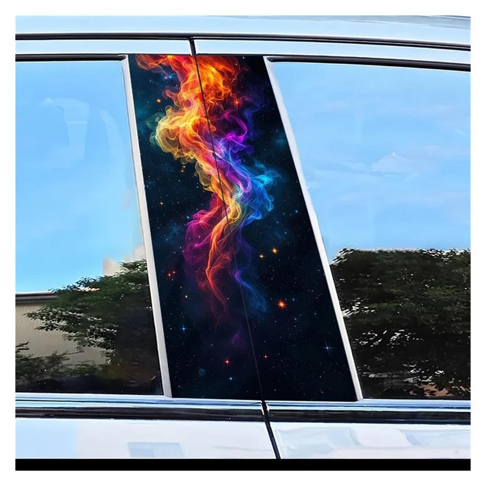 Decorative Items 2pcs Car Door Pillar Decoration Sticker Starry Flame Fantasy Scratch Protection
