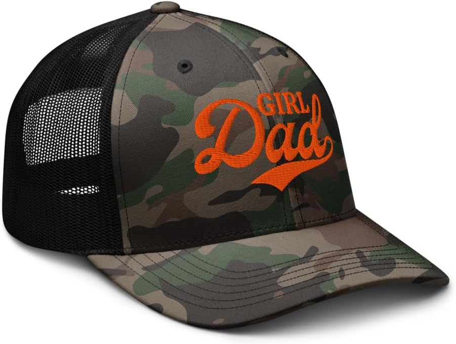 NX Camo Girl Dad Embroidered Curved Bill Camouflage Trucker Hat Low Crown Adjustable Cap