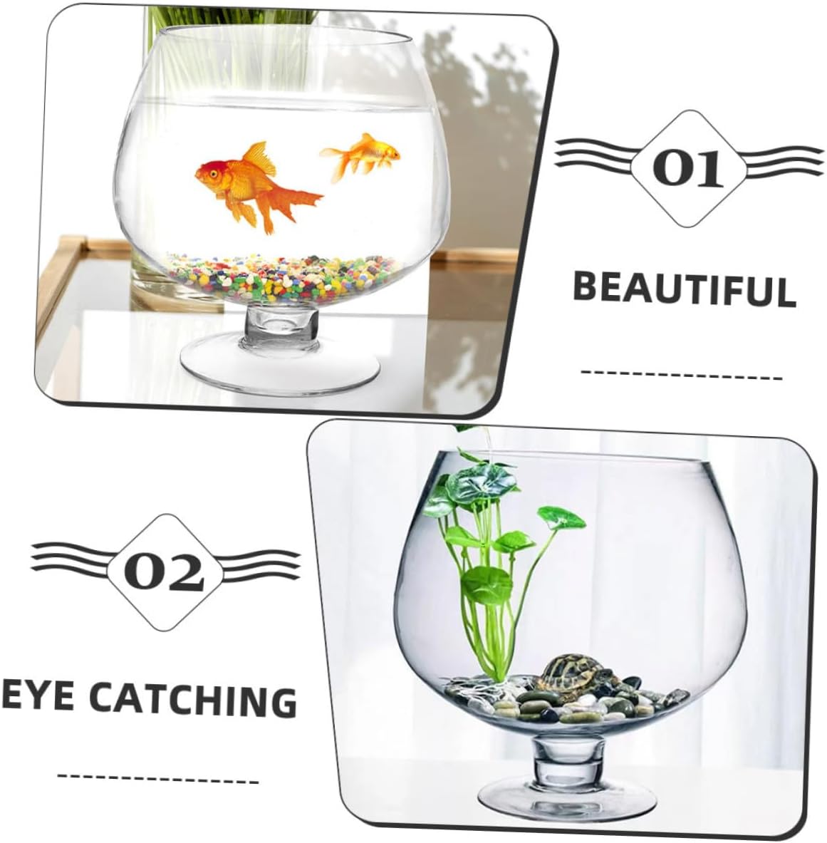 FRCOLOR Glass Fish Bowl Vase 5000ml Glass Small Desktop Fish Tank for Office Decoration and Aquatic Plant Cultivation