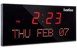 Oversized Digital Blue LED Calendar Clock with Day and Date Display