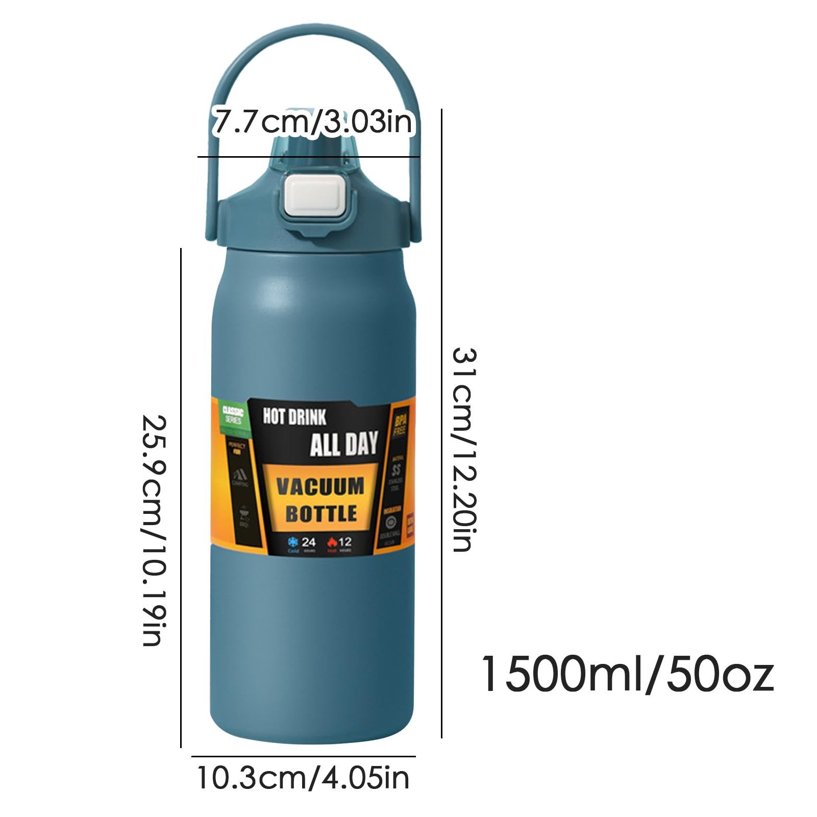 Borraccia Sportiva 1500 Ml - Con Cannuccia, Marcatura Scala, Design Resistente, Per Fitness E Outdoor - Foto 7