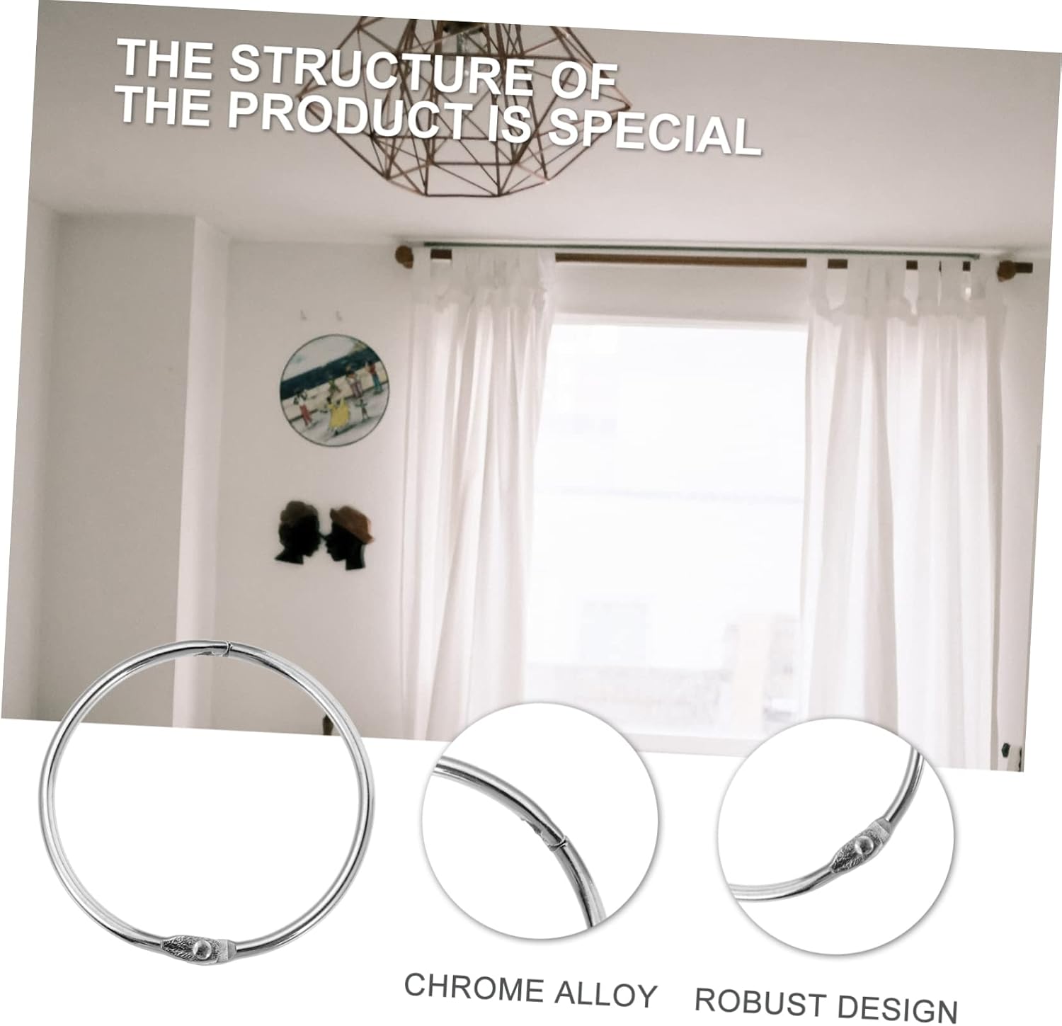 LIFKOME 24pcs Shower Curtain Hanging Ring Modern Bathroom Decor Rods Rings Sturdy Decorative Hooks for Western Shower Curtain