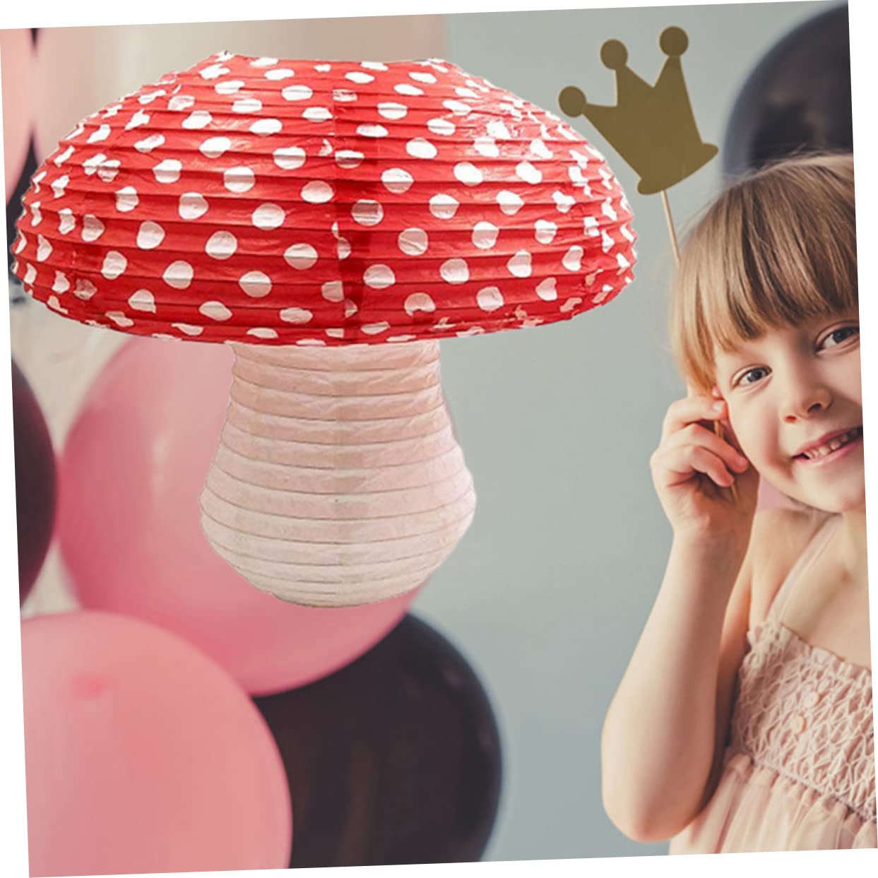 HOMSFOU Linterna De Papel En Forma De Champiñón 30Cm 6 Piezas Decoración Reutilizable Para Fiesta Interior Y Exterior Ambiente Festivo