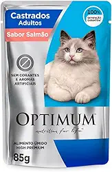 Ração Úmida Optimum Sachê para Gatos Adultos Castrados Sabor Salmão 85g
