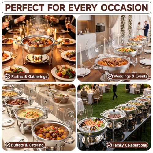 4 Pack, 5QT Stainless Steel Round Buffet Servers - image 5