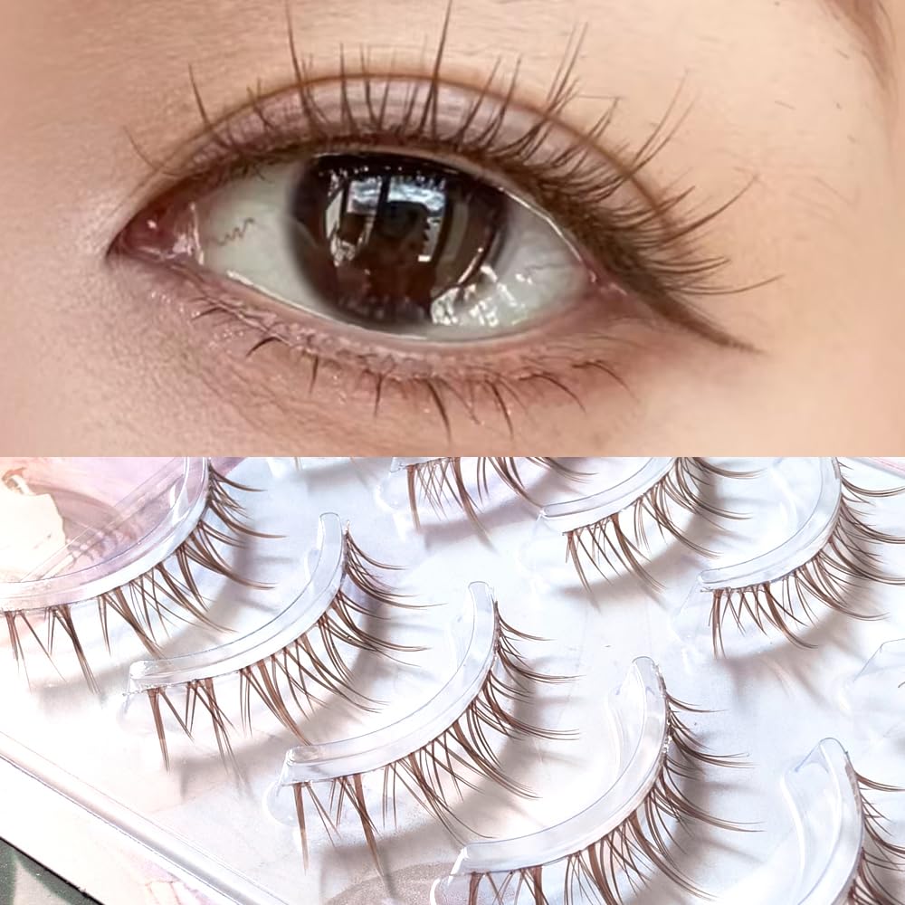 Brown Color Lashes Natural Looking Eyelashes Fluffy Strip Eyelashes Fairy Eye Lashes Cross Clear Band Eyelash Extension Cross