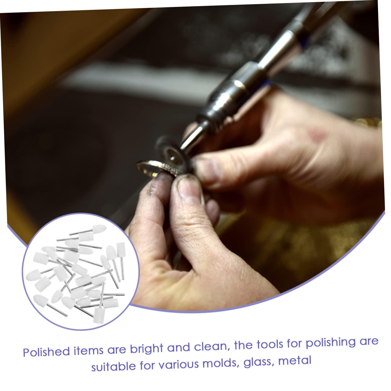 MUCKLILY Essential Grinding Buffing Heads 25pcs Wool Felt Set for Jewelry Watch Repair Glass Compact Design Long-Lasting Use