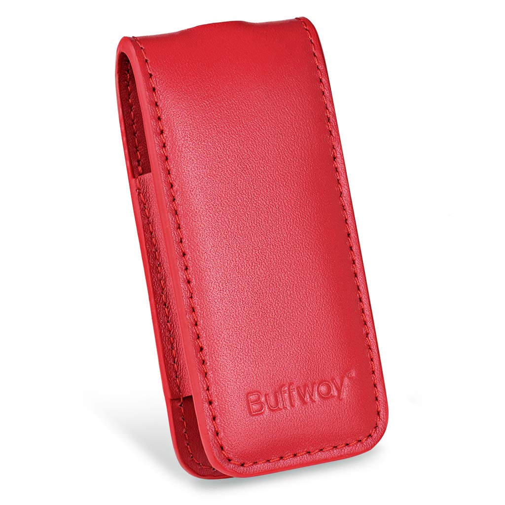 BuffwayBuffway Key Chain Case Cover Holder Shell for Porsche Cayenne Panamera Macan Key Fob with Luxury Genuine Leather - Red