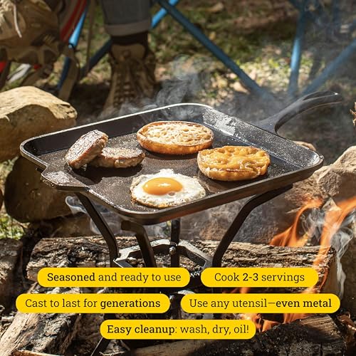 Lodge Pre-Seasoned Cast Iron Square Griddle, PFAS-Free, 11 Inches - image 2