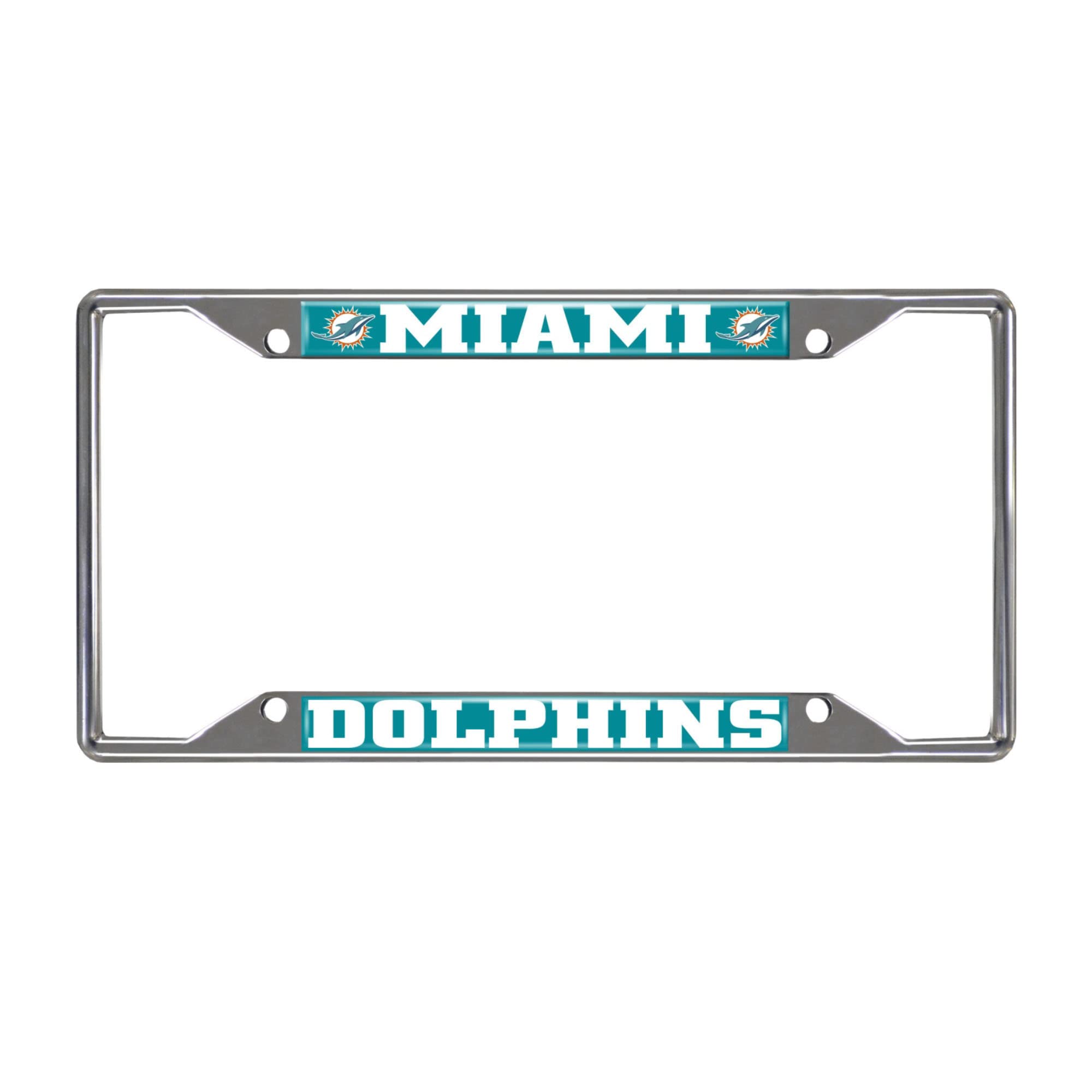 FANMATS NFL Miami Dolphins Chrome License Plate Frame, Chrome, 6.25" x 12.25"