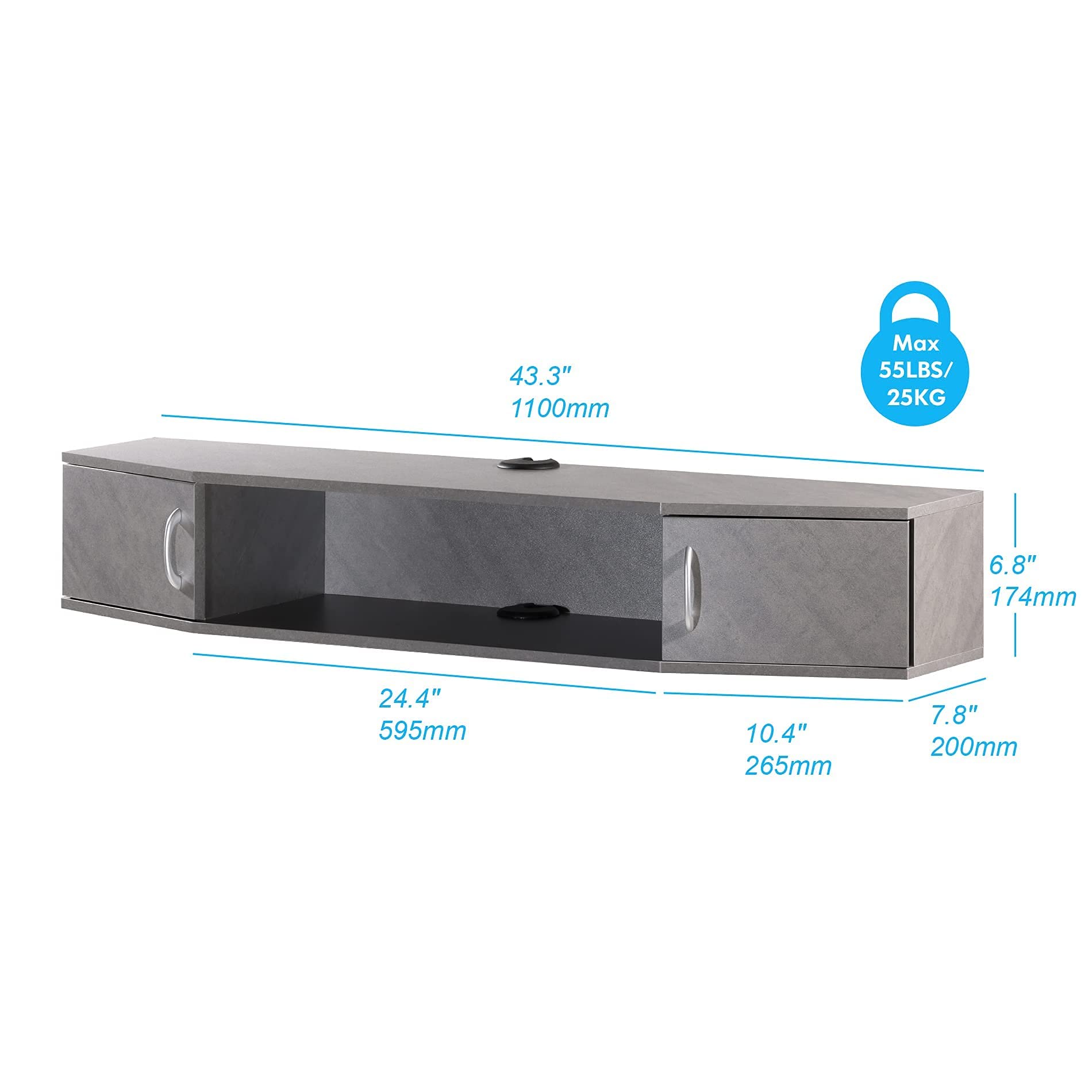 FITUEYES Floating TV Stand Wall Mounted Entertainment Center Media Console Storage Under