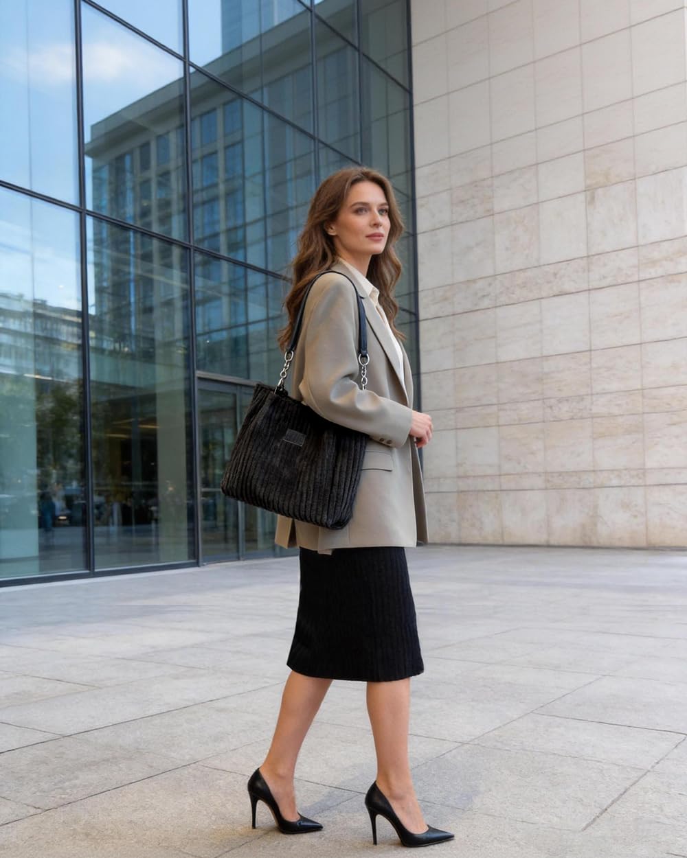 Ulisty Femmes Velours côtelé Cabas Décontracté Sac fourre-Tout Quotidien Sacs portés épaule Sac de Courses Mode Sac à Main