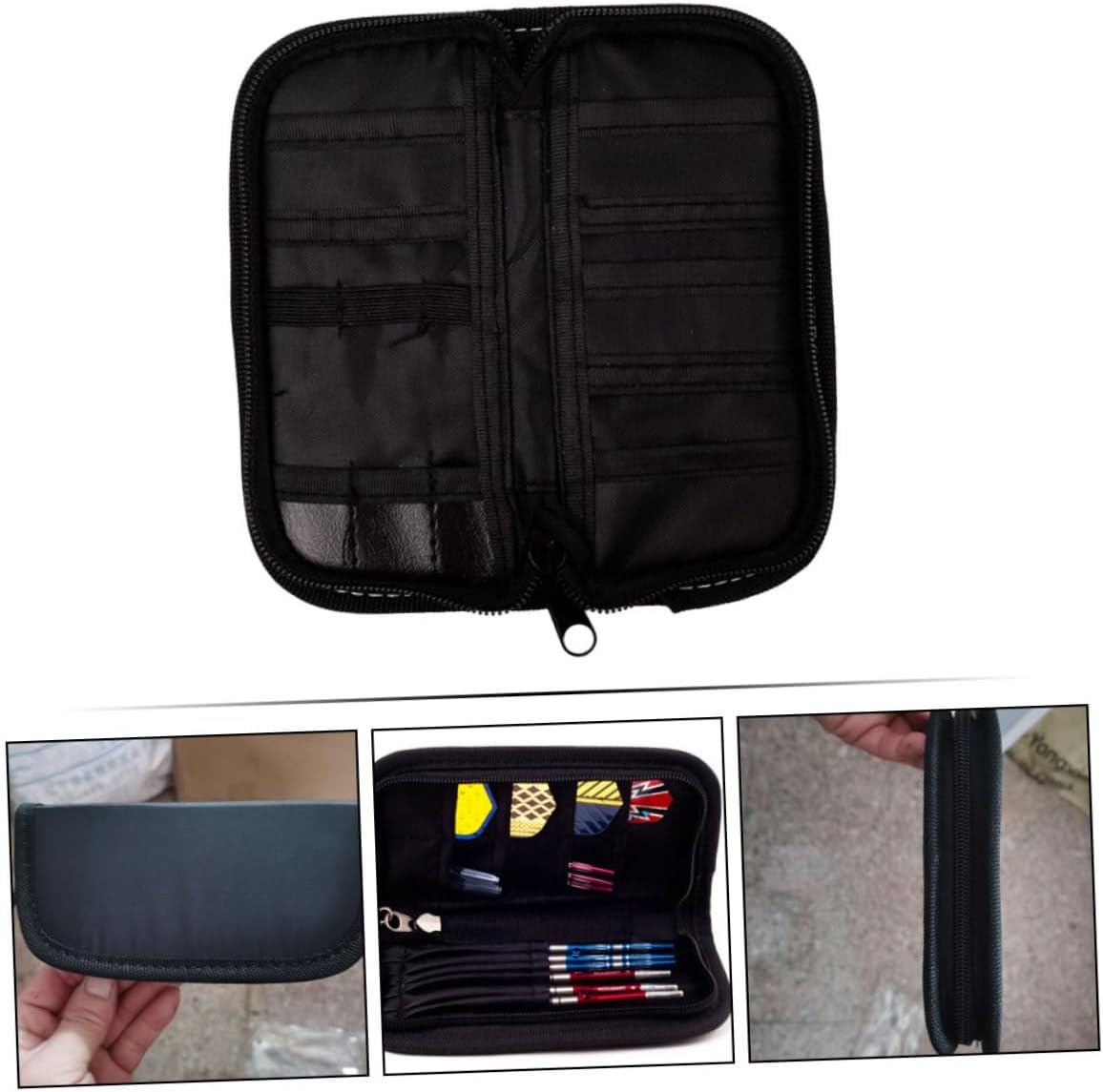 Toyvian Oxford Cloth Pouch Portable Outdoor Wallet for Dart Accessories Black Case Smooth Zipper for Easy Access for Travel and Entertainment