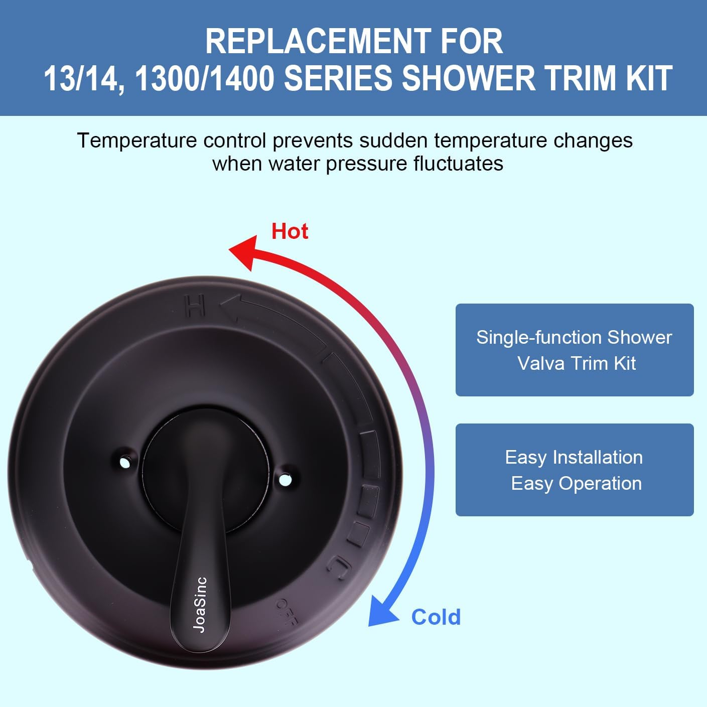 T13020-BL Matte Black Shower Handle Replacement for Delta Classic 13 Series Single-Function Shower Valve Trim Kit,Faucet Parts Fit Delta Shower Valve R10000 Series (Only Handle,Cartridge Not Included)