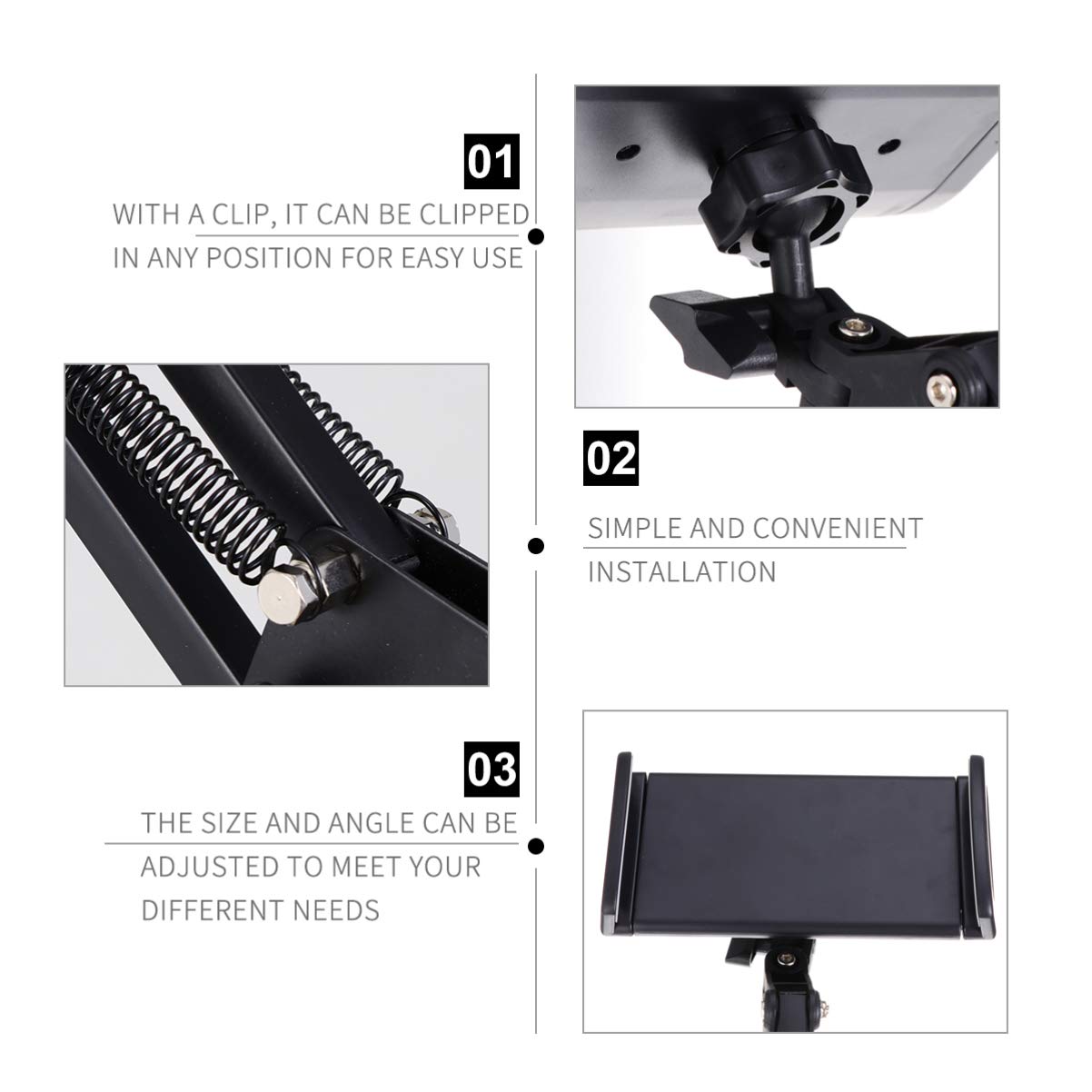 Tofficu Supporto per Tablet e Telefono da Tavolo Clip, Braccio Pieghevole in Ferro e Plastica, Regolabile per Scrivania e Comodino