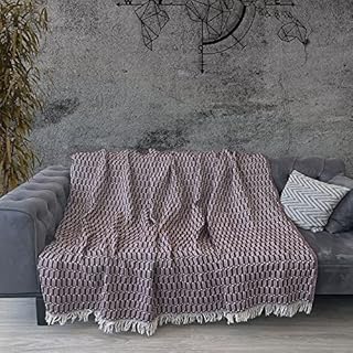 Milam London Throw For Sofa | Cosy Blanket For Bed | Knitted Blanket | Bed Throw Double Size | Sofa Blanket | Throw For Armchair | Cotton Blanket Throw | Burgundy Throw 170 x 200 cm