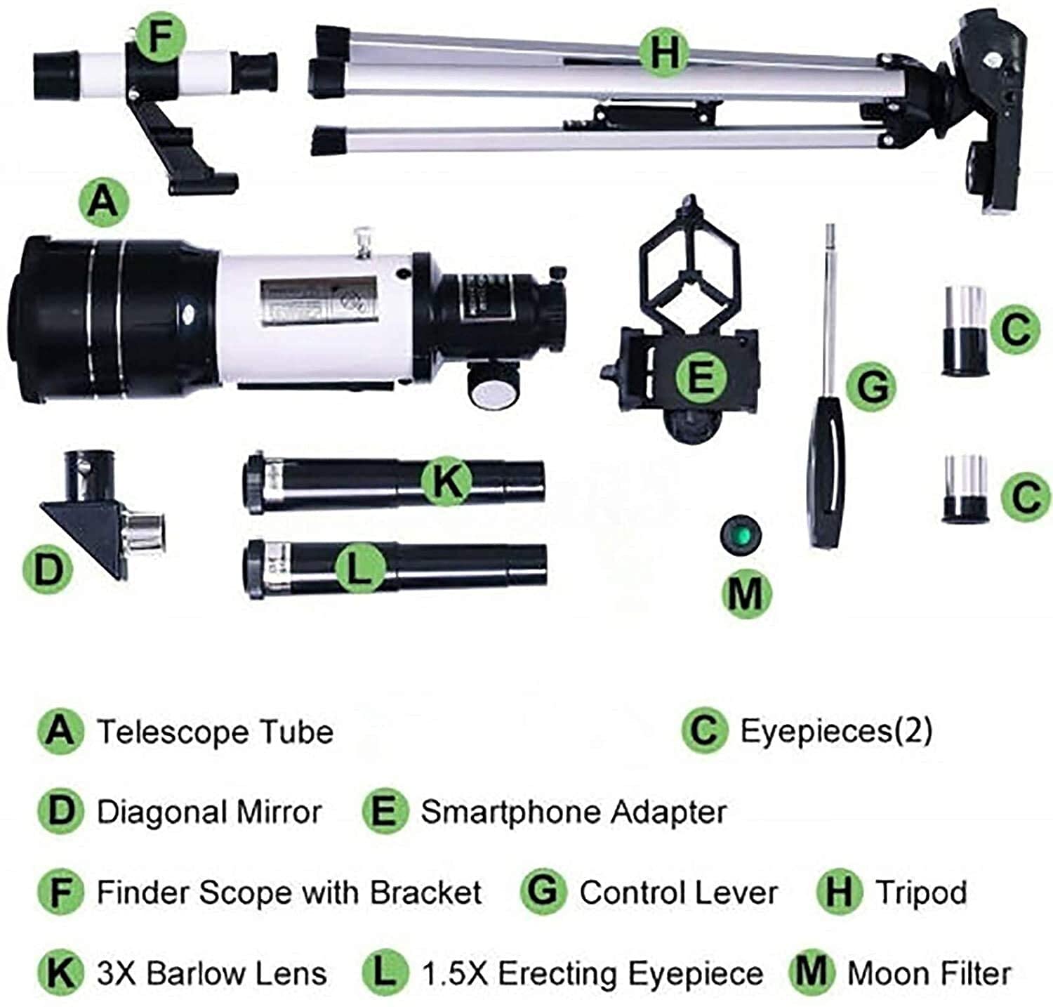 Telescopio astronomico con Auricolari Bluetooth per Bambini, Adulti e Principianti, telescopio con Apertura 150X e 70 mm