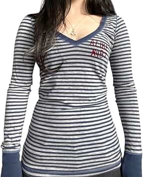 Woxlica Stripe Shirt Women y2k Grunge Tops Long Sleeve 90s