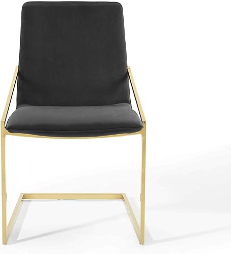 Miniatura 7 de Modway Pitch Performance - Sillón de comedor de terciopelo, dorado y negro, 21.5 x 19.5 x 35.5