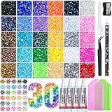 💎Ultimate All-In-One Bedazzling Kit - Unleash your creativity with 40,000+ pcs of 3mm resin rhinestones in 30 vibrant colors, paired with 4 tubes of 10ml B7000 jewelry adhesive and a complete professional tool set (1 wax pencil, 1 sharpener, 1 tweeze...