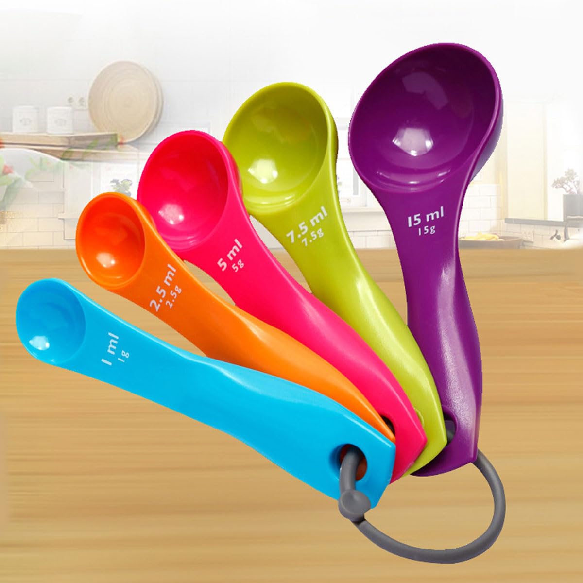Cuillères à mesurer Lot de 5 colorées plastique mesure liquides poudres