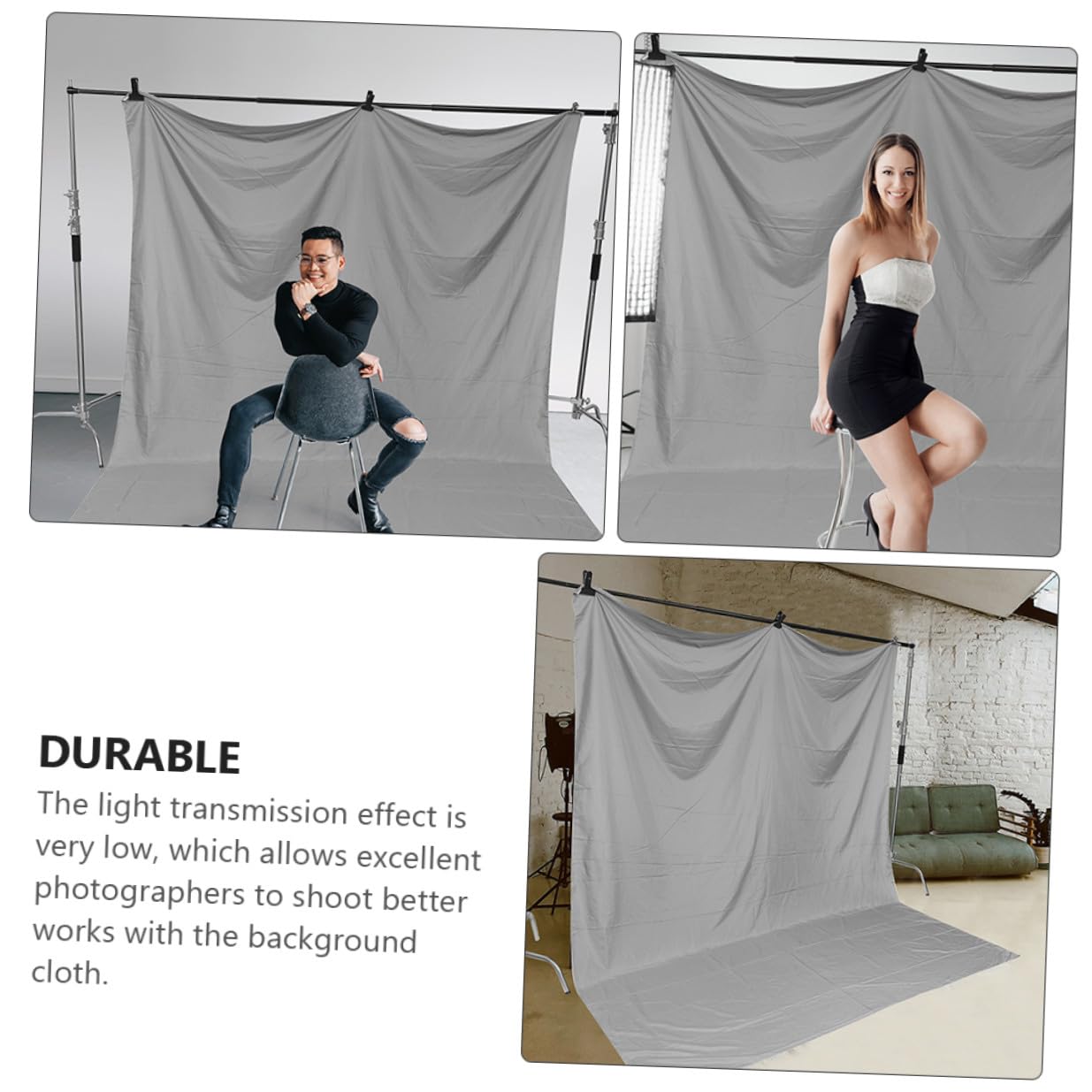 Sfondo Fotografico Spesso e Lavabile in Cotone Poliestere Grigio per Decorazione Casa e Copertura Tavolo da Pranzo per Servizi Fotografici Professionali