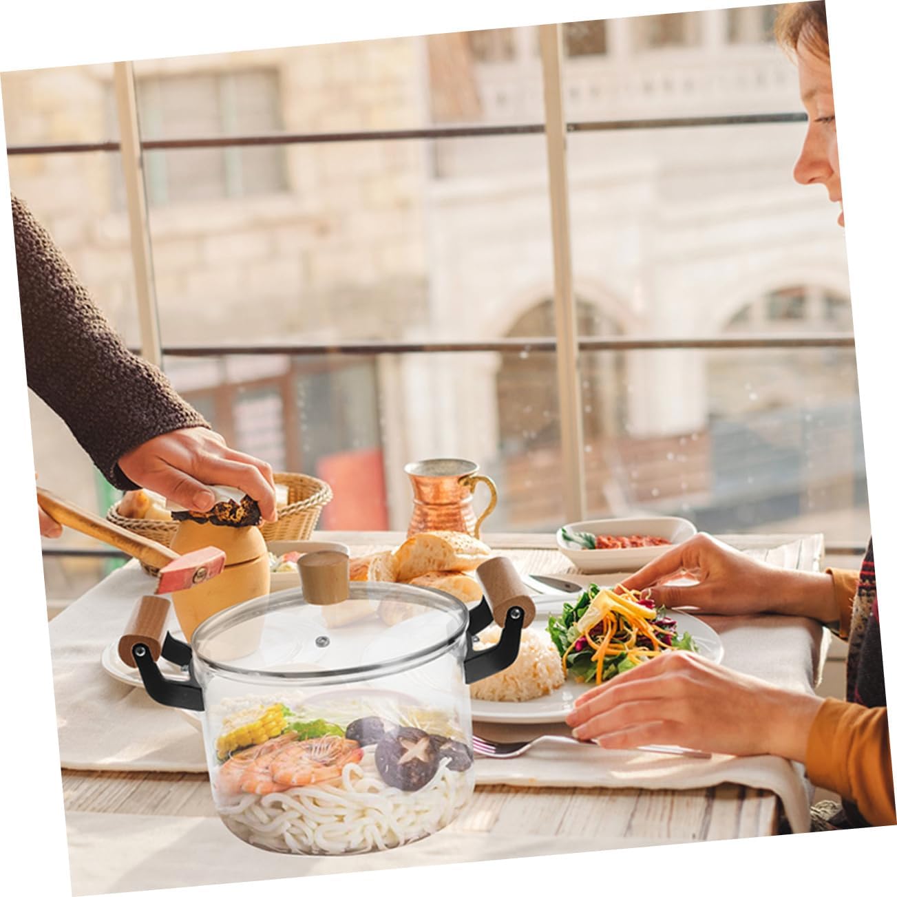 Clear Borosilicate Glass Cooking Pot with Lid Heat Resistant Saucepan for Soups Pasta and More Double Handle Design for Easy Handling for Home Cooking