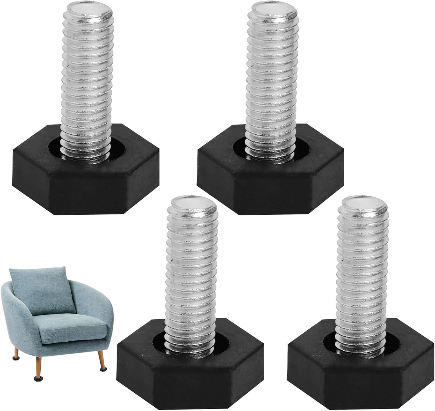 brileze 4Pcs Furniture Feet M8 X 25mm Adjustable Levelling Feet Hexagon Table Legs Thread Screw on Foot Furniture Levelers for Furniture, Table, Sofa, Chair, Black 8 619JPylH5fL. AC SL1500