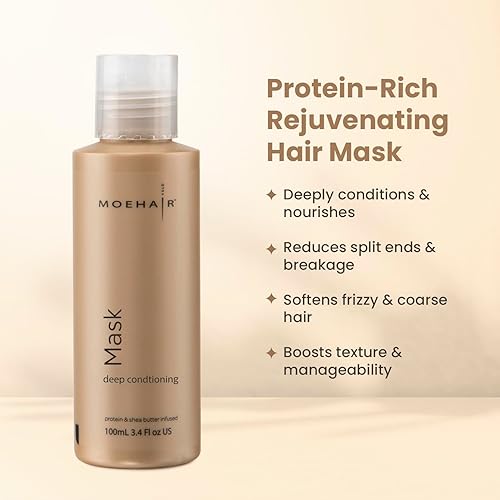 Miniatura 10 de MOEHAIR Mascarilla para el cabello con tratamiento de color, acondicionador profundo para cabello teñido. Infusionada con proteínas y manteca de