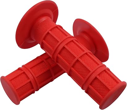 Worldmotop Motorcycle Handlebar Grips Non-Slip Soft Rubber Grips Handlebar with 7/8" 22mm 24mm Replacement for All Off Road ATV Dirt Bike, Bike Handle Gripsred