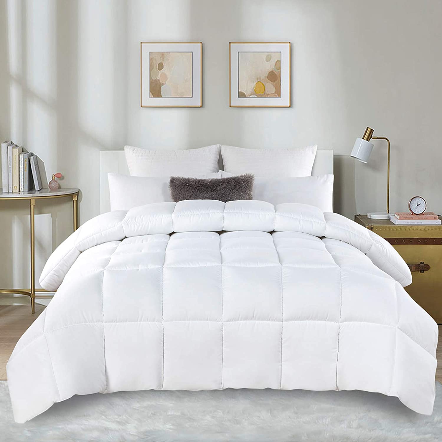 MeckHome Culture - Restful Sleep Microfiber All Season 200-GSM Comforter (90" x 100" Inches/228cm x 254cm) - Double Bed Comforter|White-image-19