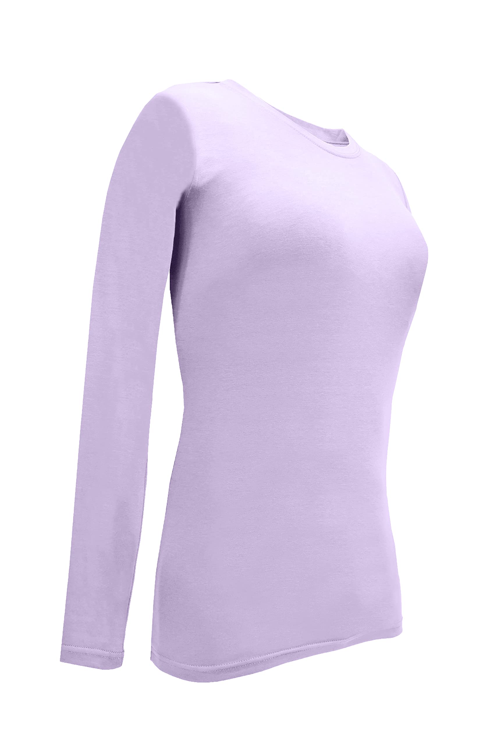 M&M SCRUBS Women's Under Scrub Tee Crew Neck Long Sleeve T-Shirt 5 - Pack (Lavender, Medium)