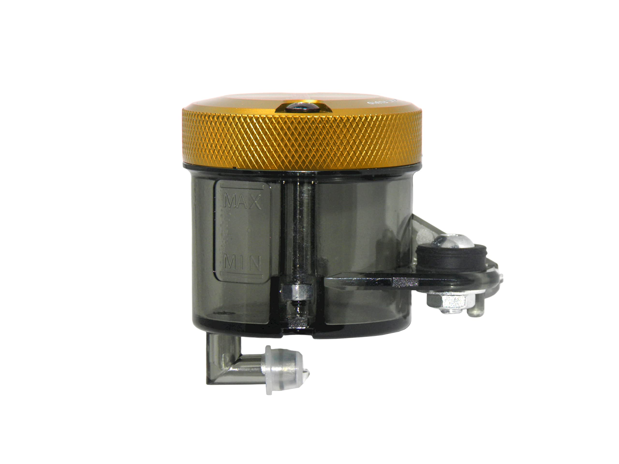 ACCOSSATO Kit di Montaggio vaschetta Olio Freni da 45 ml in plastica fumè con Tappo in Alluminio CNC ossidato Oro e Staffa specifica per Pompe