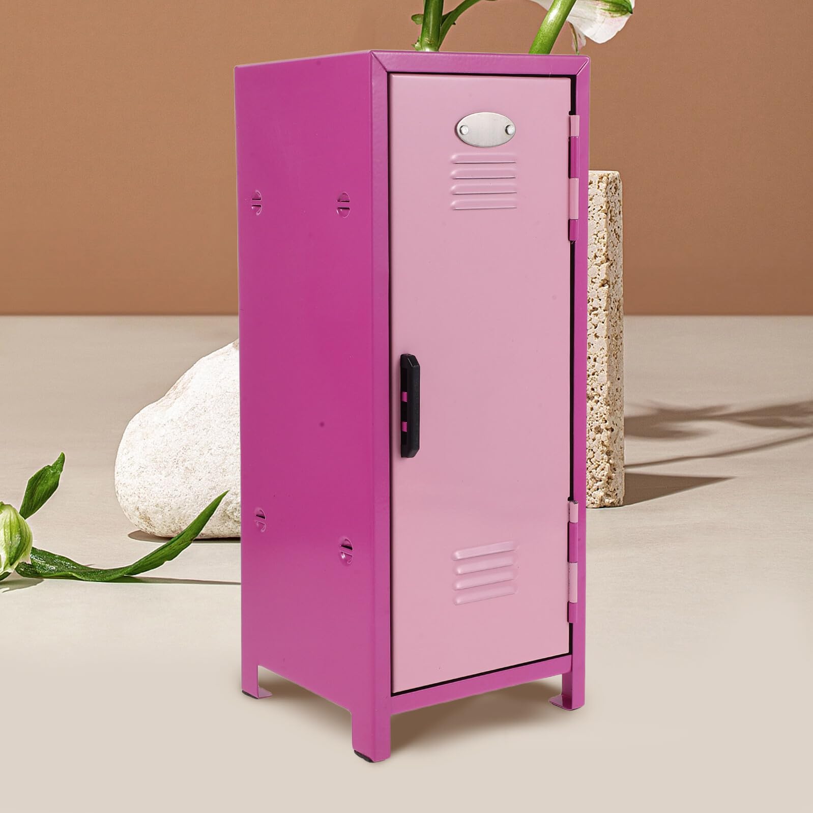 Kleiner Kosmetik Aufbewahrungsbox aus Eisen mit Deckel Multifunktionaler Make Up Organizer für Schreibtisch Rosa mit Mehreren Fächern für Hautpflege und Beauty Zubehör