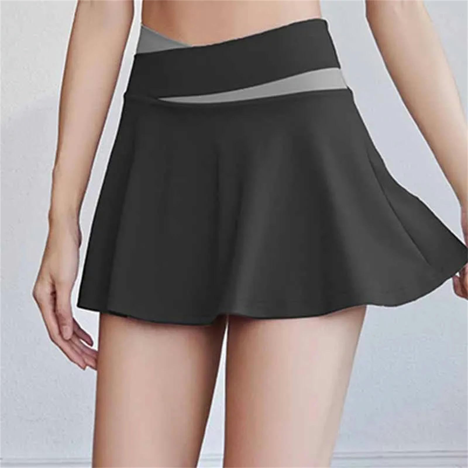 Falda Plisada Faldas De Tenis Femeninas Deportivas Faldas Plisadas De Golf Falsas Conjuntos De Dos Piezas De Fitness Cruzado Yoga Skot