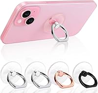 Jsoerpay Transparent Cell Phone Ring Holder - 360° Rotating Finger Grip Kickstand for Phones, Tablets & Cases (2 Silver +1 Black +1 Rose Gold)