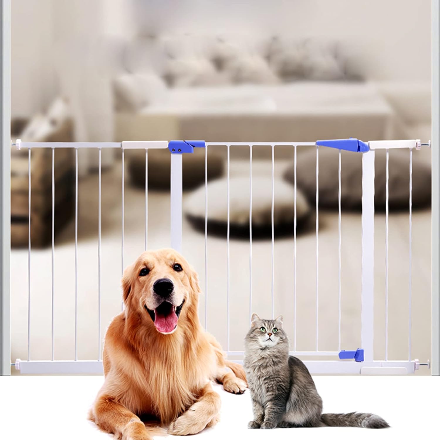 AUNEVN Pet Playpens Safety Gates for Doors and Stairs Walk Thru Pets Gates Pressure
