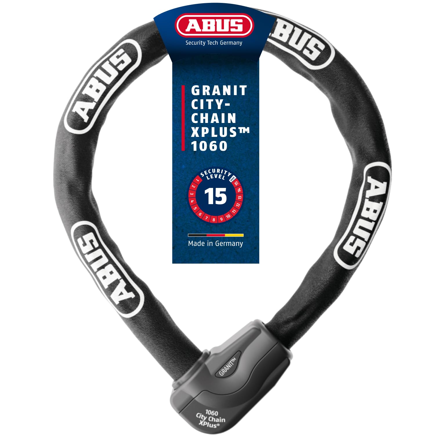 ABUS Kettenschloss Granit CityChain XPlus 1060 – Fahrradschloss aus gehärtetem Stahl – ABUS-Sicherheitslevel 15 – 85 cm – Schwarz : Abus Sport & Freizeit