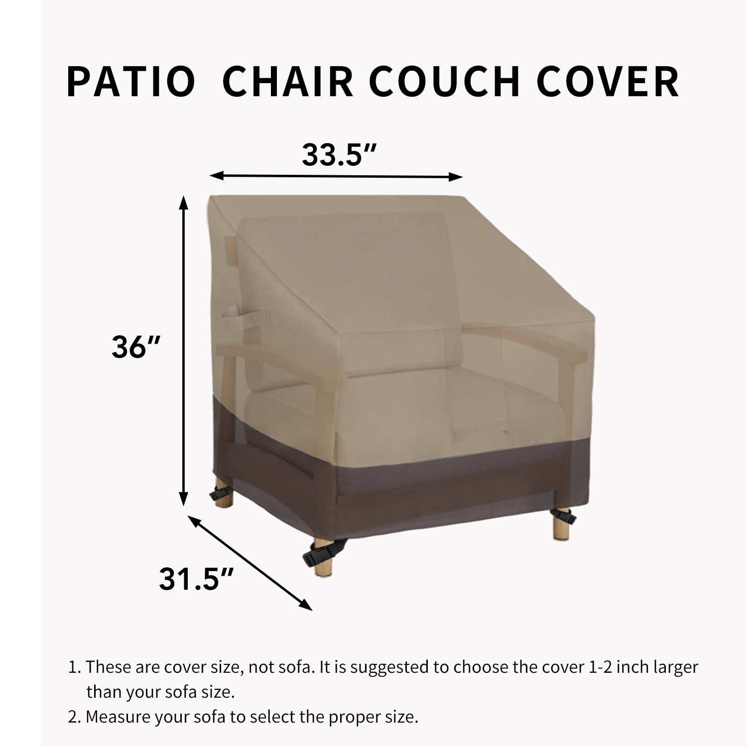 Easy-Going - Juego de 2 fundas de silla para exteriores impermeables y resistentes a prueba de viento con rejilla de ventilación (84 x 80 x 91 cm, camel/marrón oscuro)