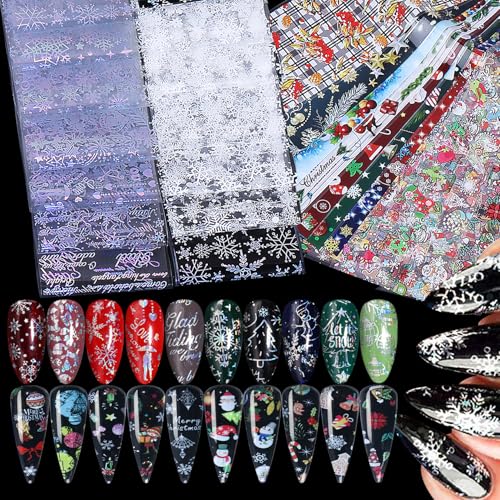 Christmas Nail Foil Transfer Nail Art 50 Sheets Winter Snowflake