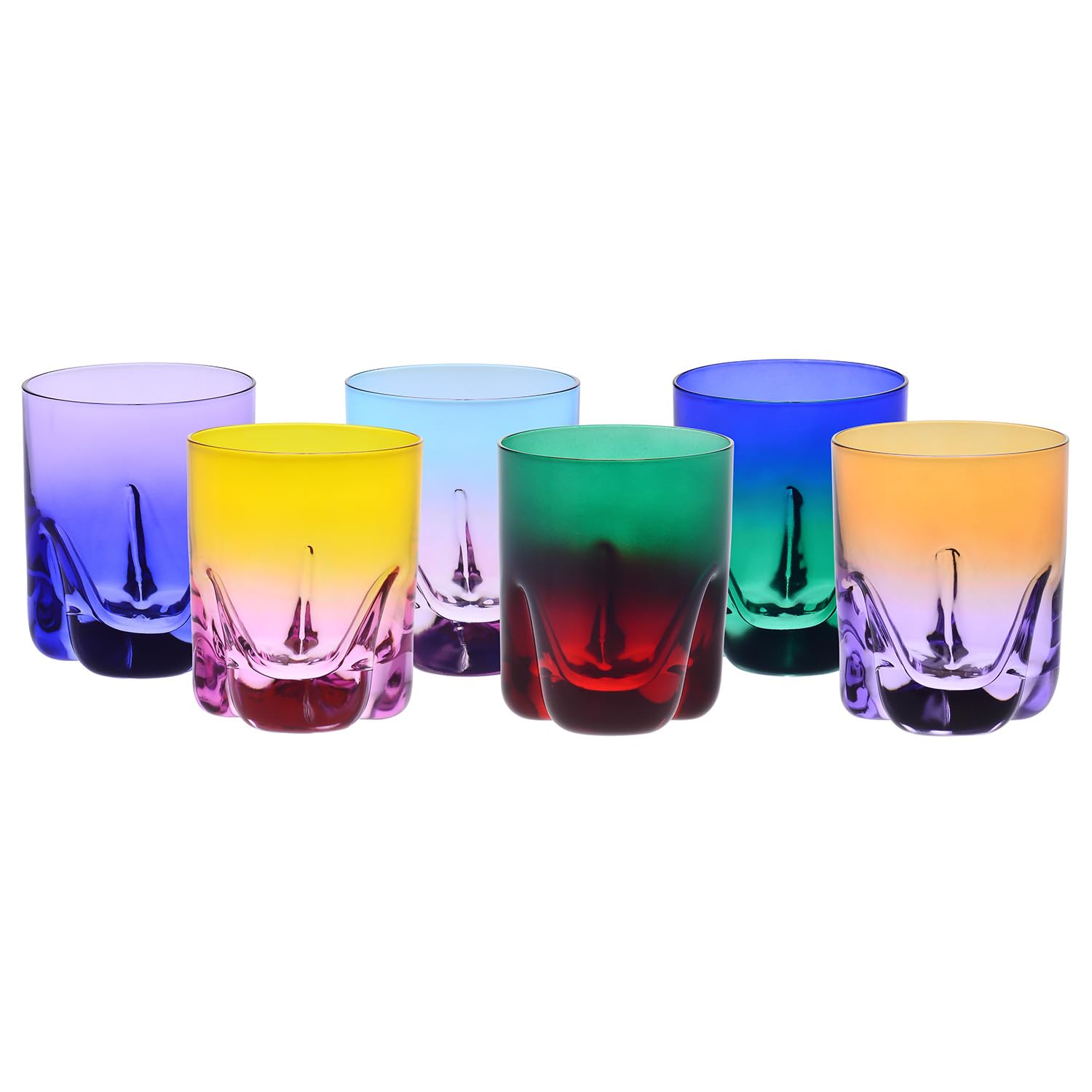 Krosno – Whisky-, Drink- und Cocktailgläser 250 ml – 6-teiliges Set in 6 einzigartigen Farben – Aurora Kollektion – Bleifreier Kristall – Handbemalt, Mehrfarbig Mix 3